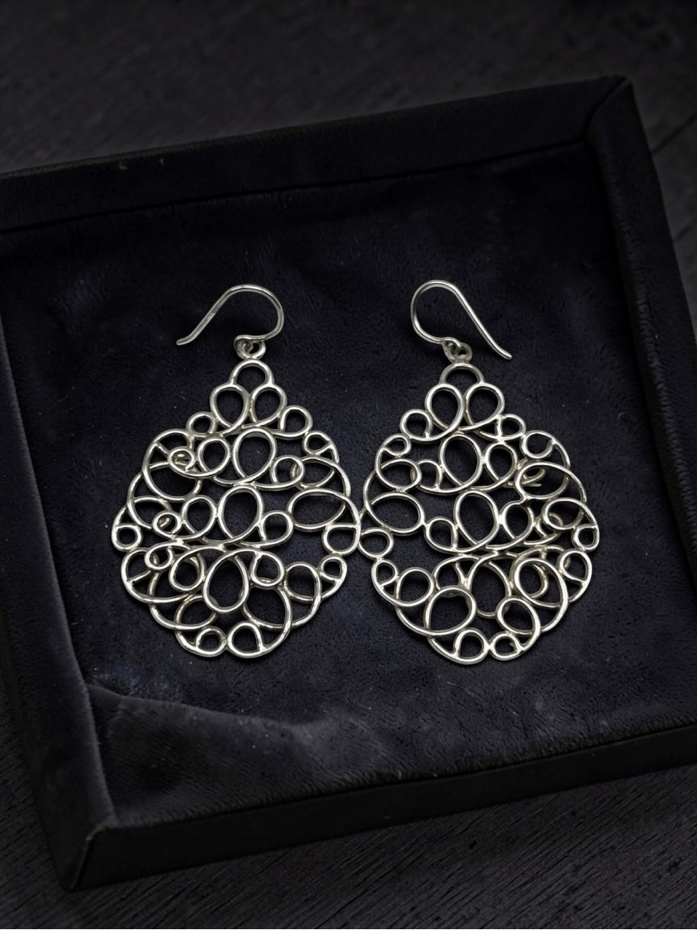 W2157 Vintage Silpada 925 Sterling Silver Woven Mesh Earrings 2”